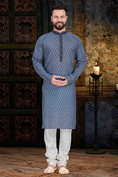 Blue Colour Kurta Pajama In Cotton KP1210110