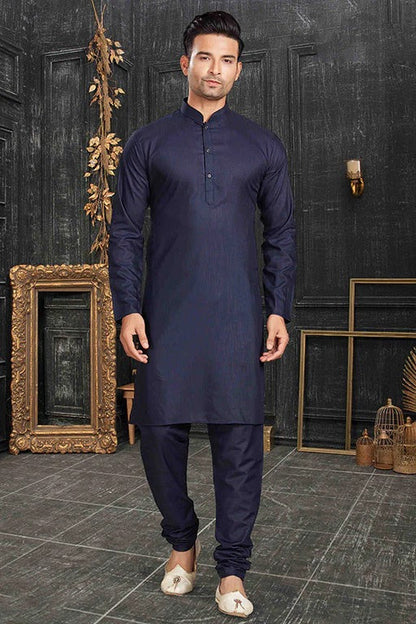Blue Colour Kurta Pajama In Cotton KP1210165