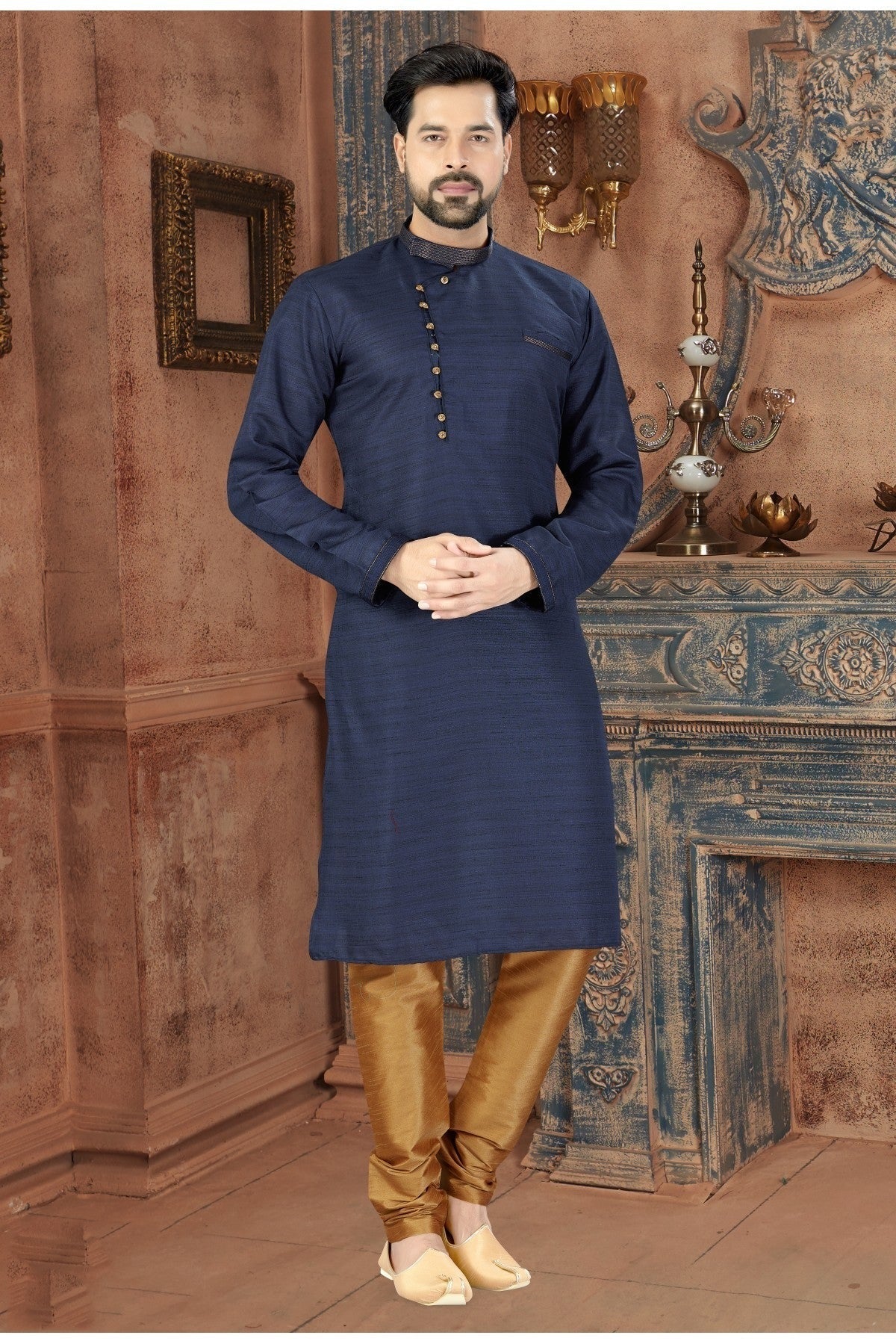 Blue Colour Kurta Pajama In Silk Fabric KP1040079