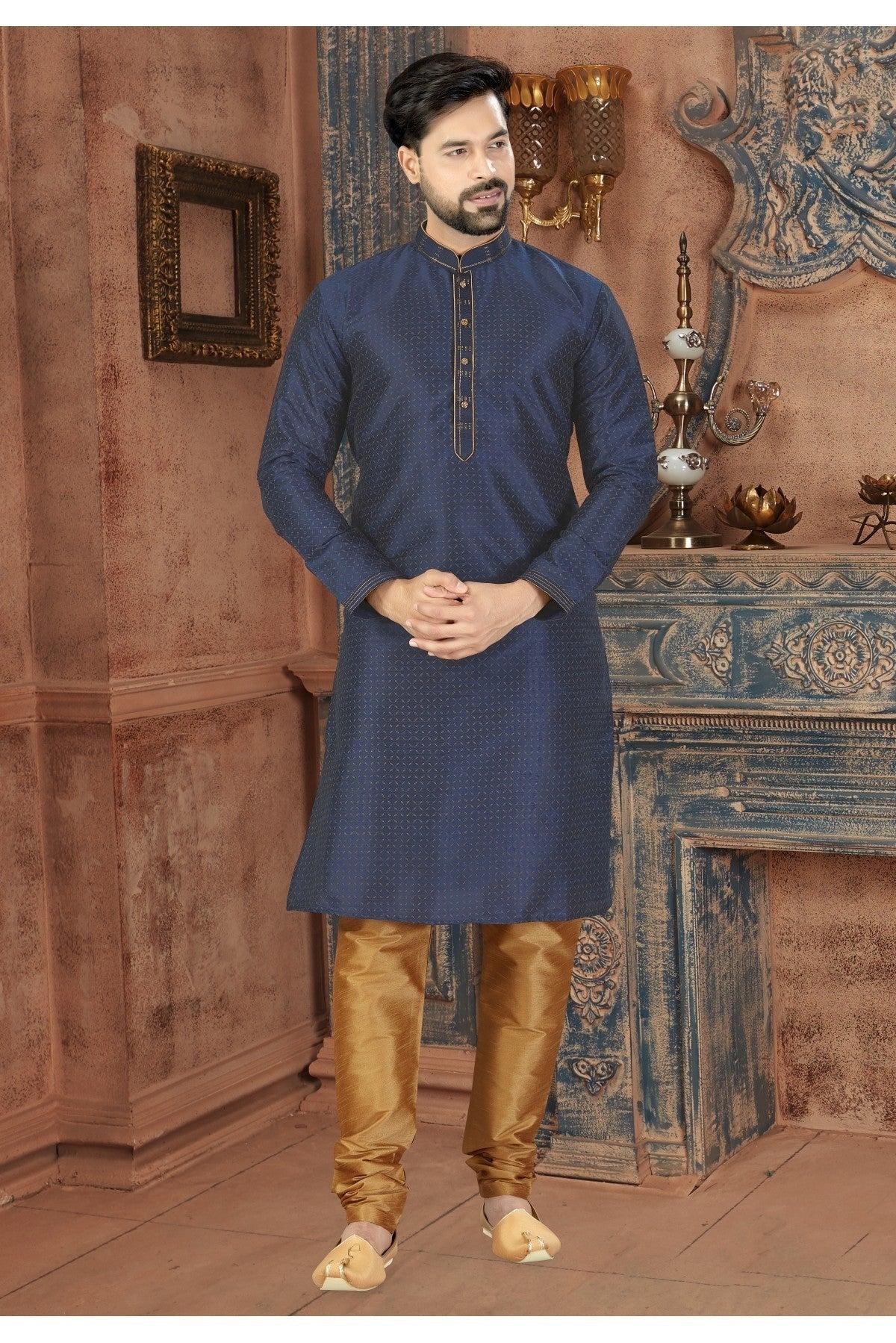 Blue Colour Kurta Pajama In Silk Fabric KP1040092