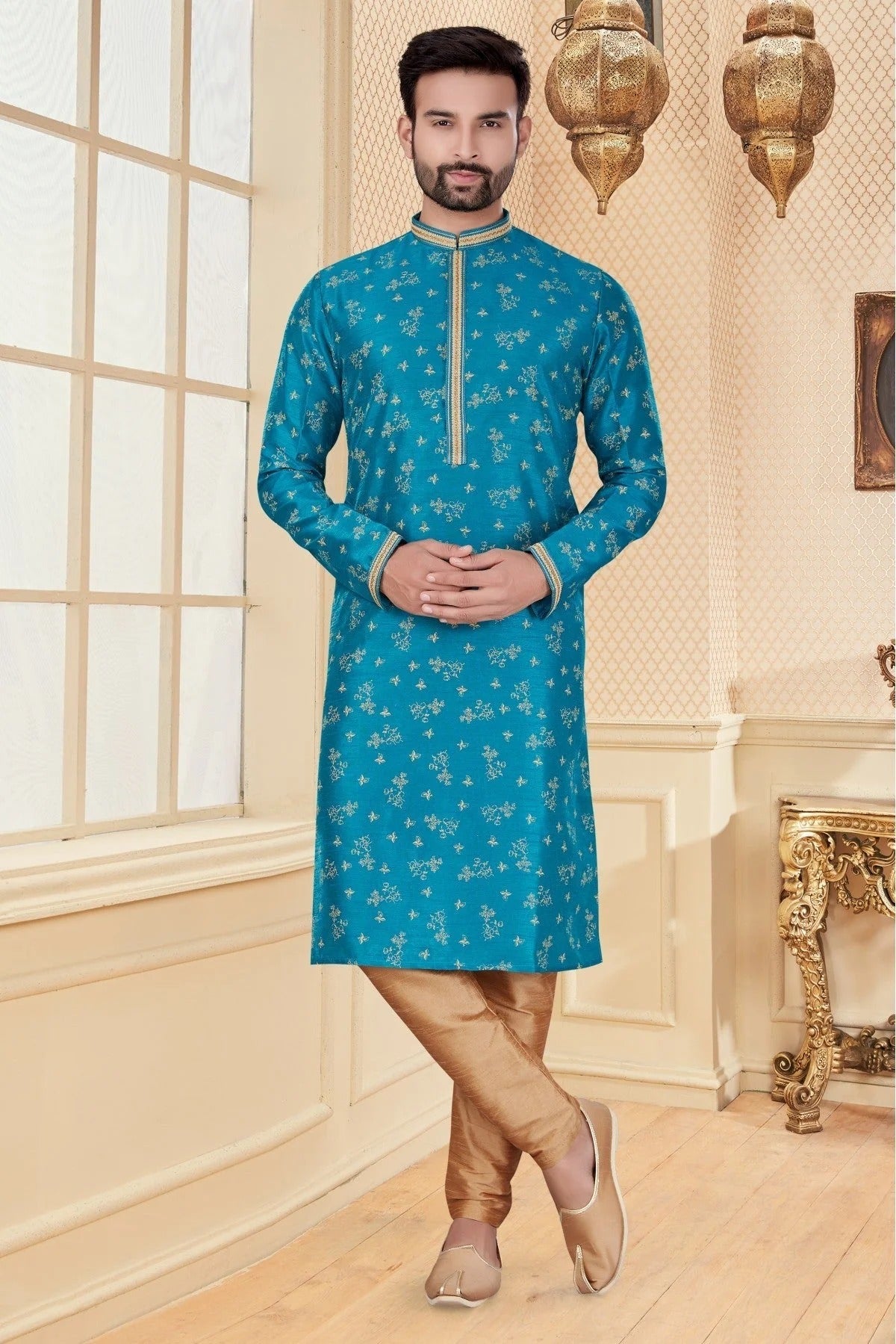 Blue Colour Kurta Pajama In Silk Fabric KP1040114