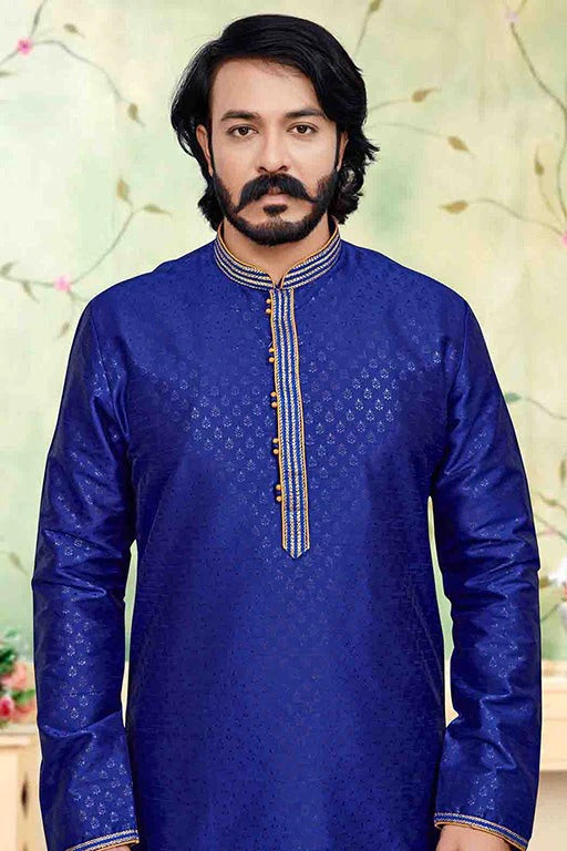 Blue Colour Kurta Pajama In Silk KP1210238 A