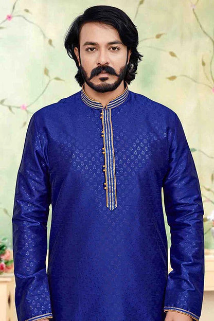 Blue Colour Kurta Pajama In Silk KP1210238 A
