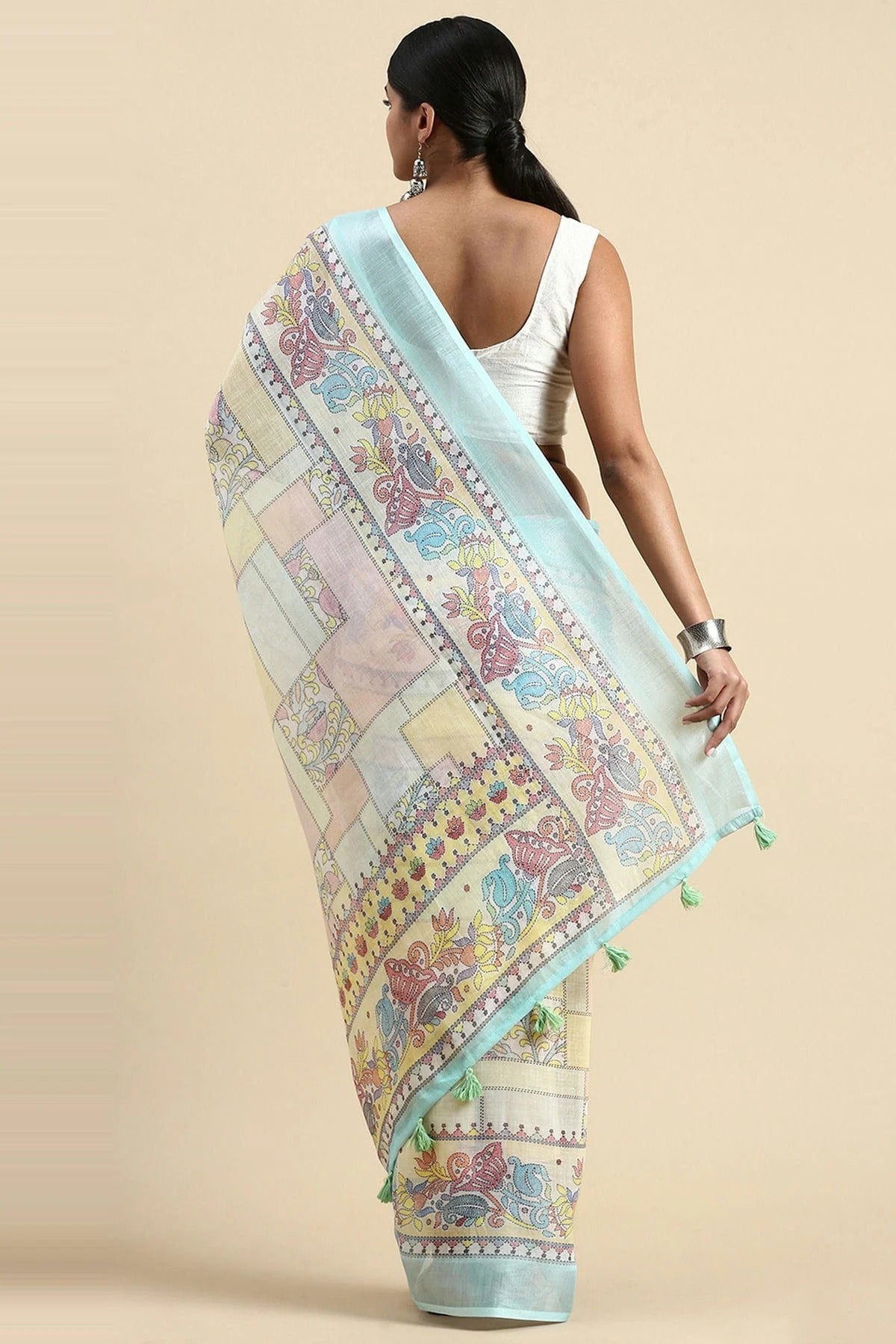 Blue Colour Linen Saree SD1110332 A