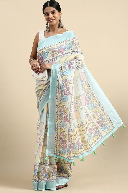 Blue Colour Linen Saree SD1110332