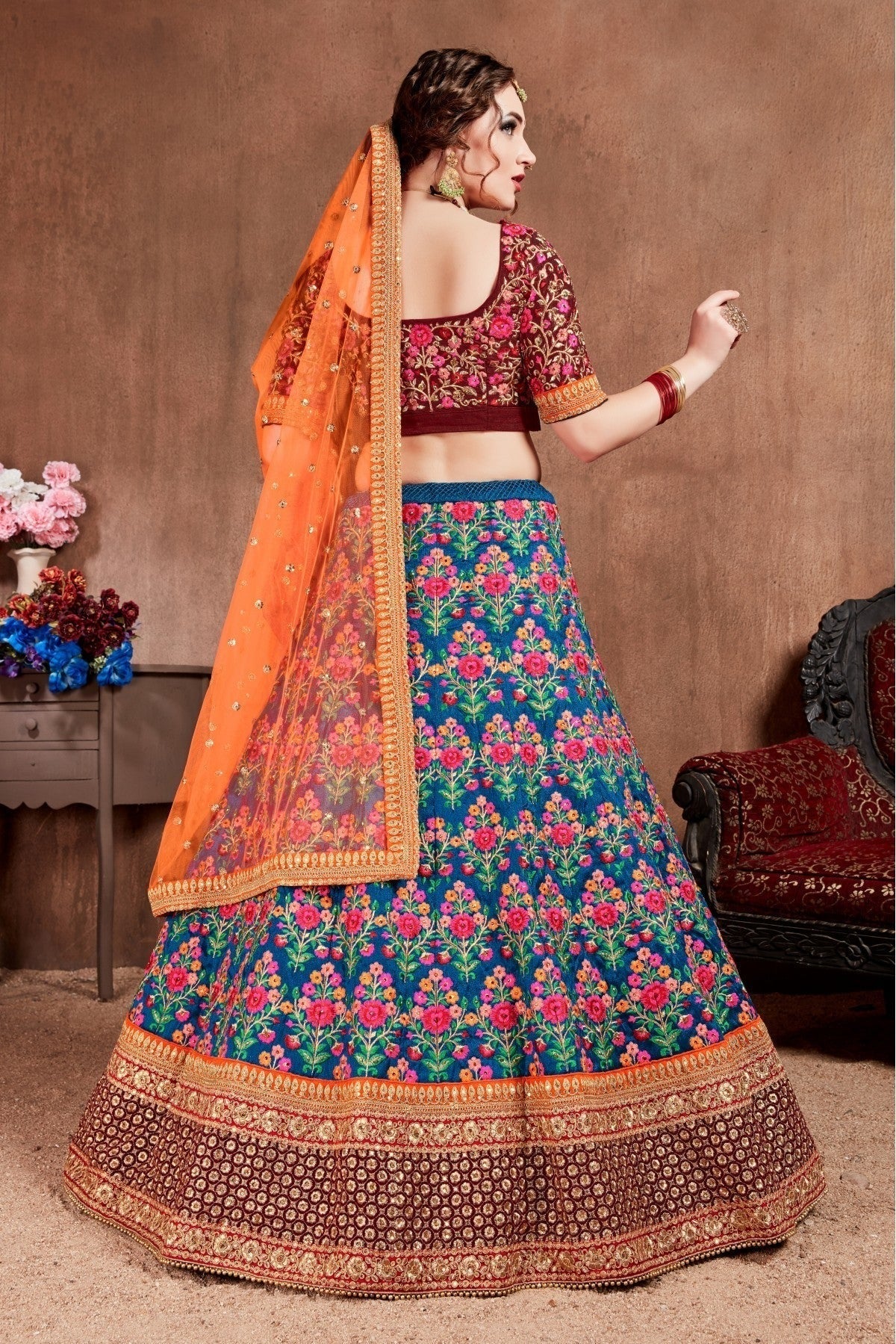 Blue Colour Mulberry Silk Lehenga Choli LC1010027 A