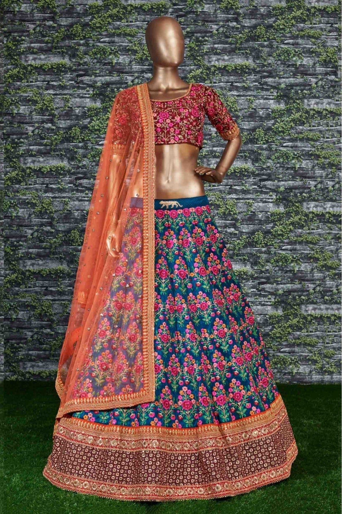 Blue Colour Mulberry Silk Lehenga Choli LC1010027 B