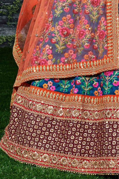 Blue Colour Mulberry Silk Lehenga Choli LC1010027 C