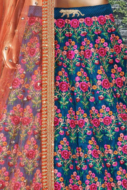 Blue Colour Mulberry Silk Lehenga Choli LC1010027 D
