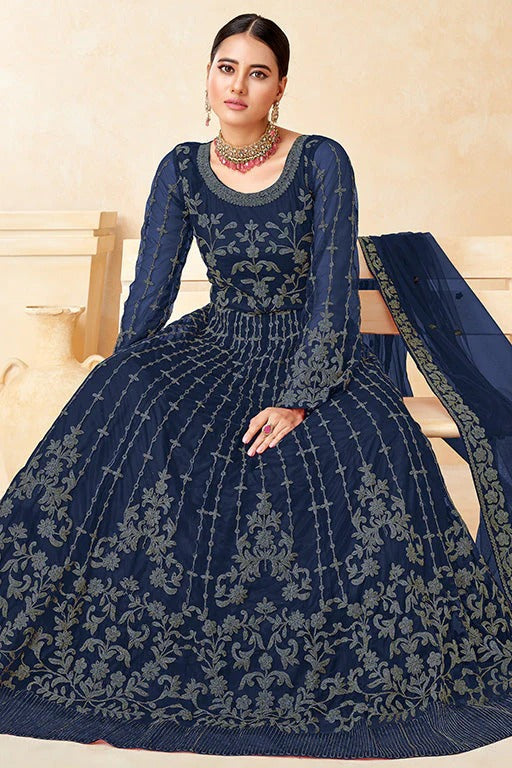 Blue Colour Net Anarkali Suit SM1050367 A