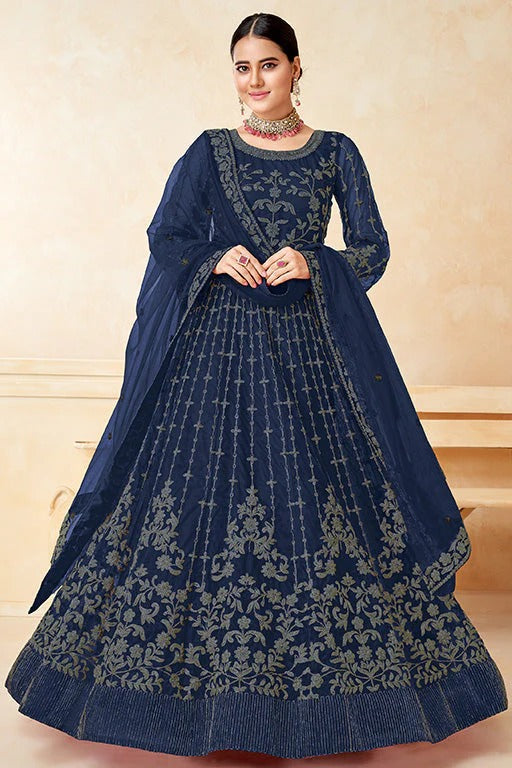 Blue Colour Net Anarkali Suit SM1050367