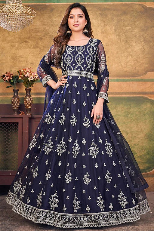 Blue Colour Net Anarkali Suit SM1050391 A