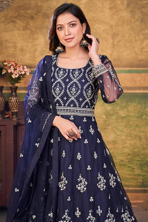Blue Colour Net Anarkali Suit SM1050391 B