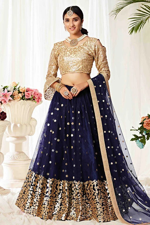 Blue Colour Net Designer Lehenga Choli LC1240004