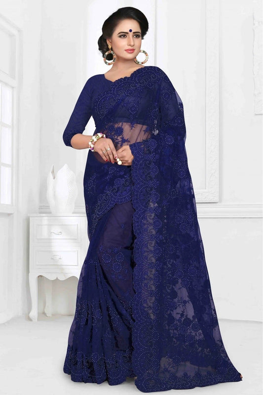 Blue Colour Net Designer Saree SD1090021
