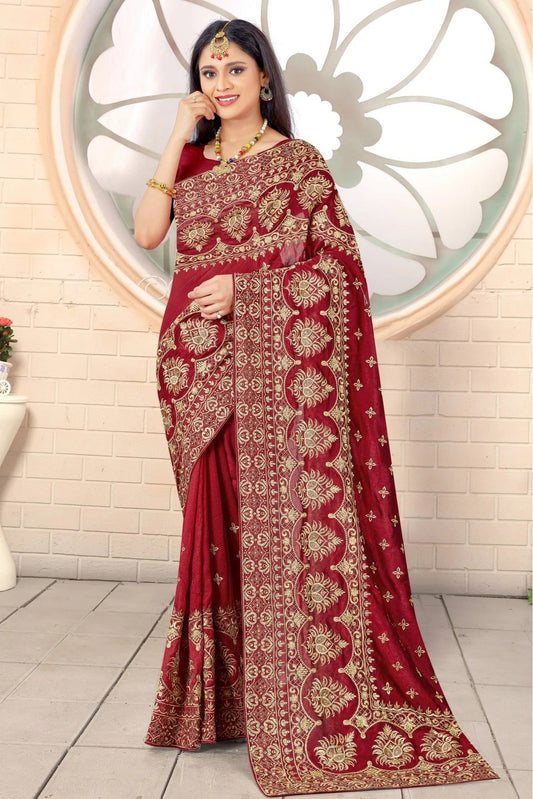 Blue Colour Net Embroidery Saree SD1090384