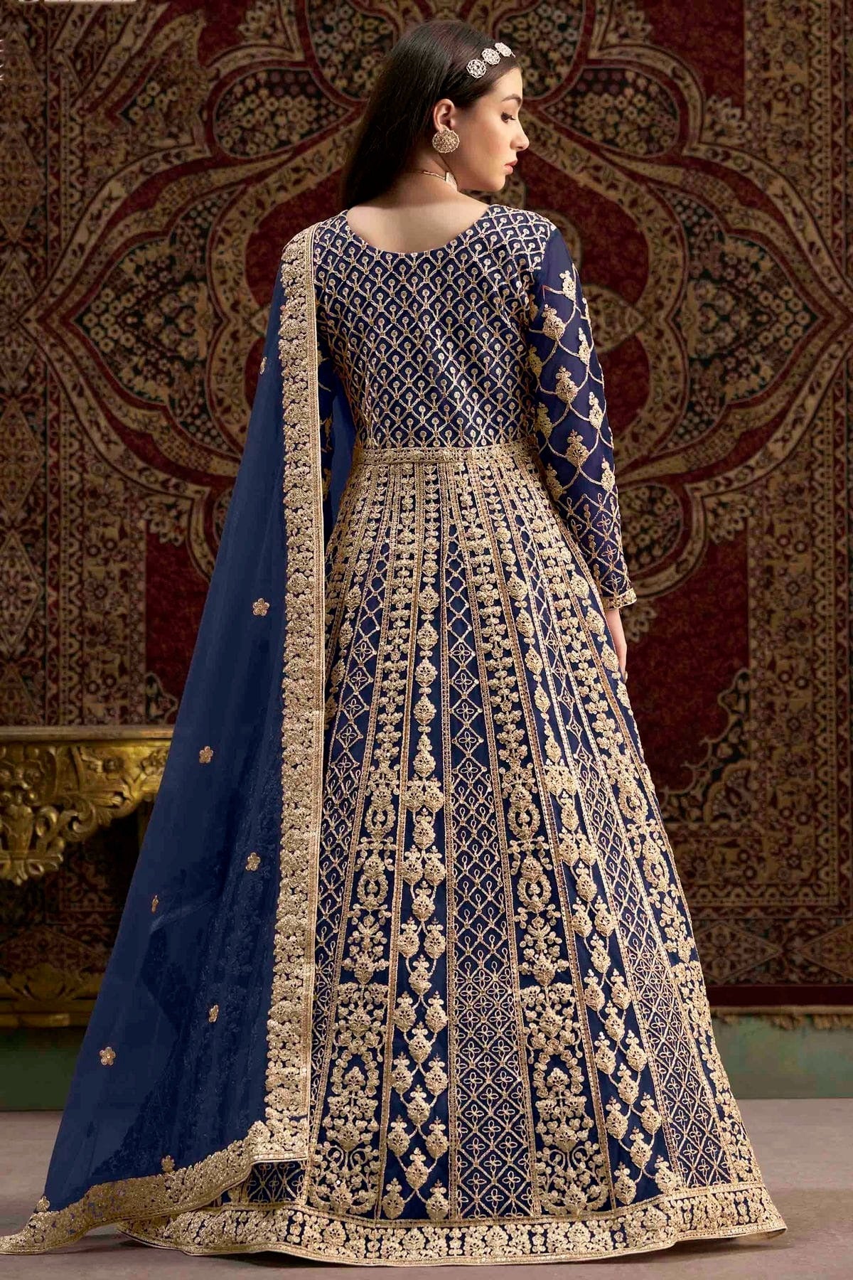 Blue Colour Net Semi Stitched Anarkali Suit SM1050700 A