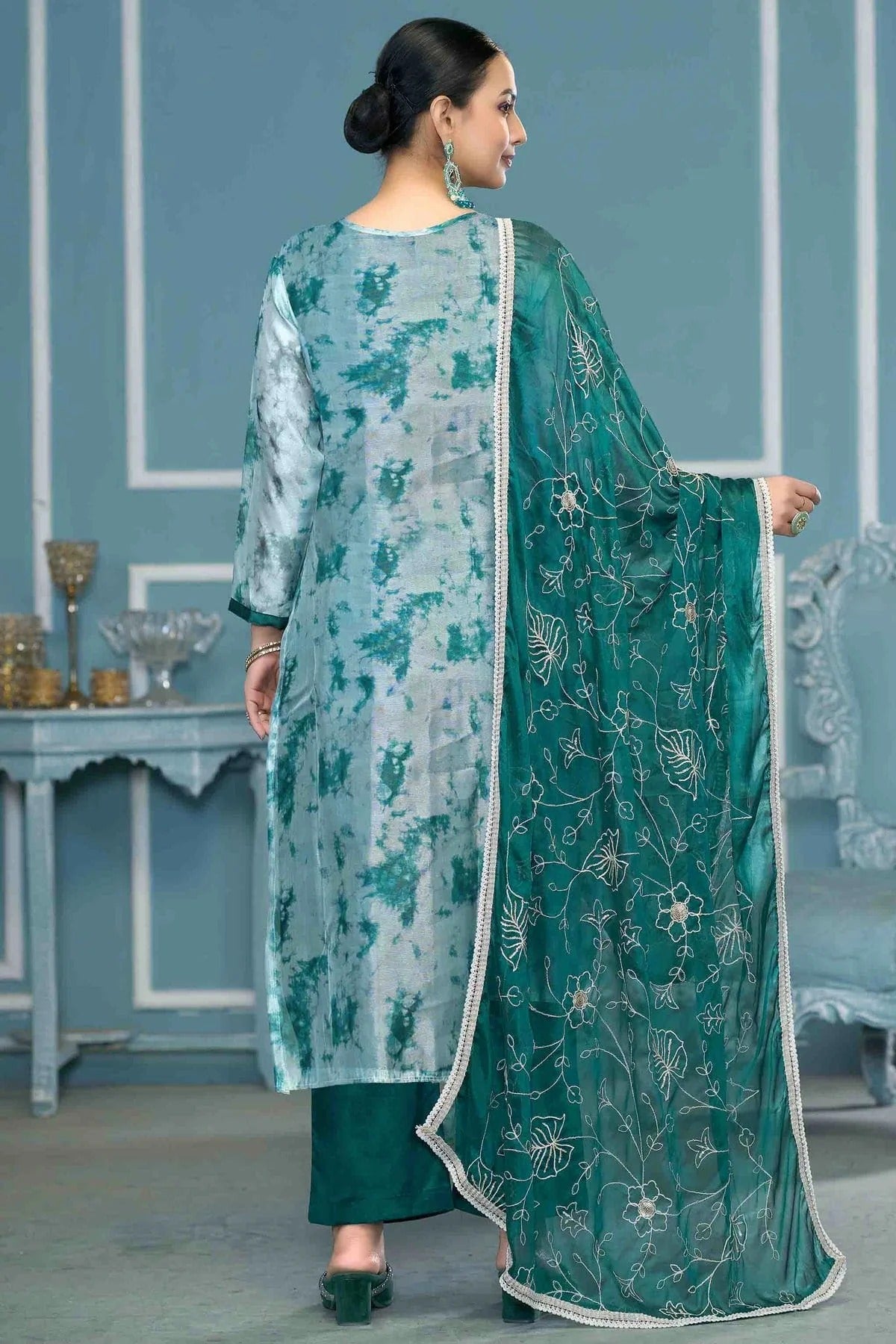 Blue Colour Organza Banarasi Pant Style Suit SM1113233 A