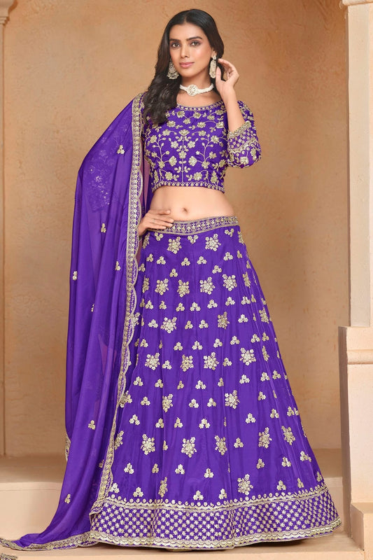 Blue Colour Organza Lehenga Choli LC1050638