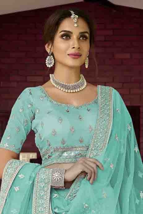 Blue Colour Organza Resham Work Lehenga Choli LC1080120 A