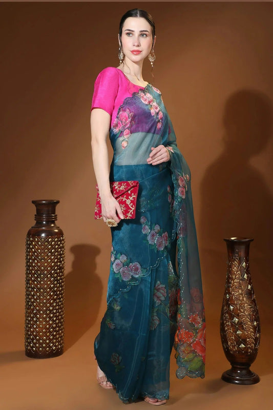 Blue Colour Organza Saree SD1110404