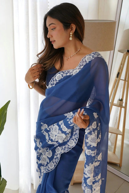 Blue Colour Organza Silk Designer Saree SD1111785 A