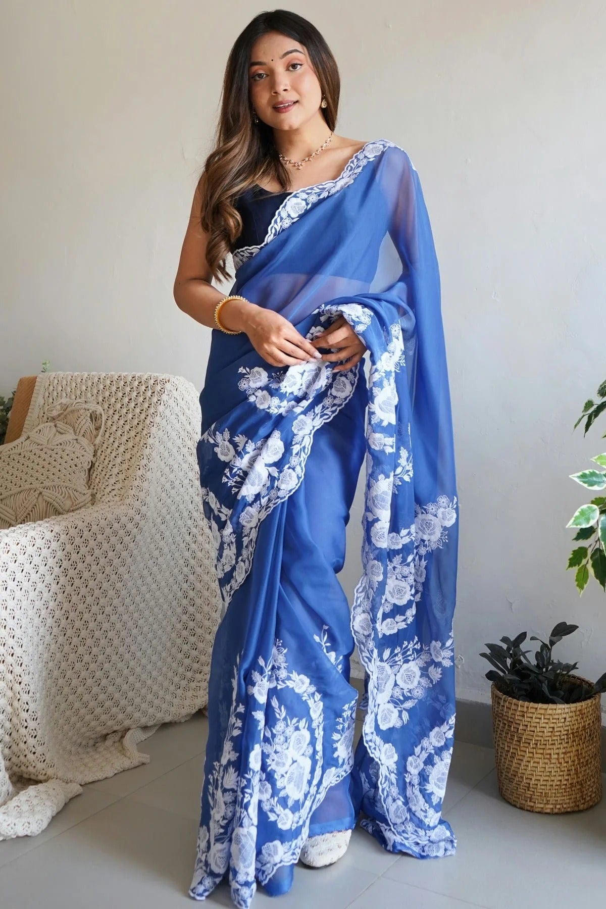 Blue Colour Organza Silk Designer Saree SD1111785
