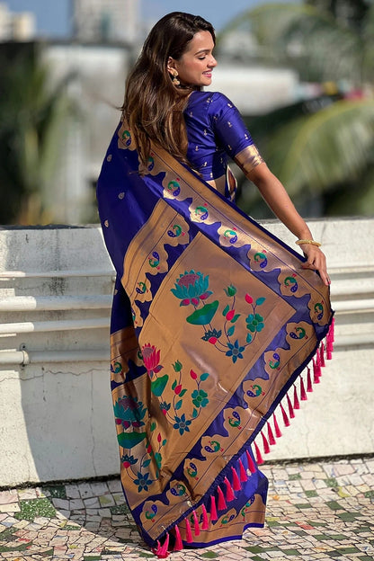 Blue Colour Paithani Silk Paithani Saree SD1110954 A