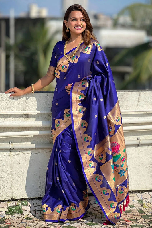 Blue Colour Paithani Silk Paithani Saree SD1110954