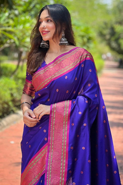 Blue Colour Paithani Silk Woven Work Saree SD1290015 A