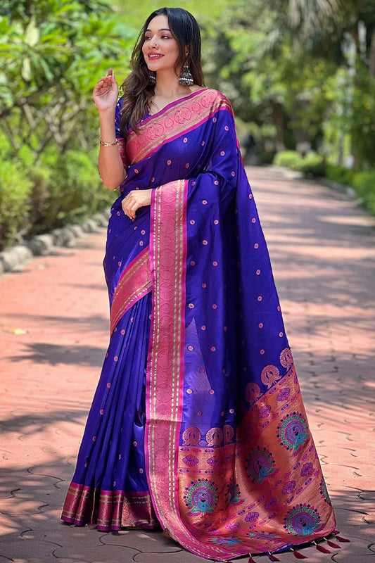 Blue Colour Paithani Silk Woven Work Saree SD1290015