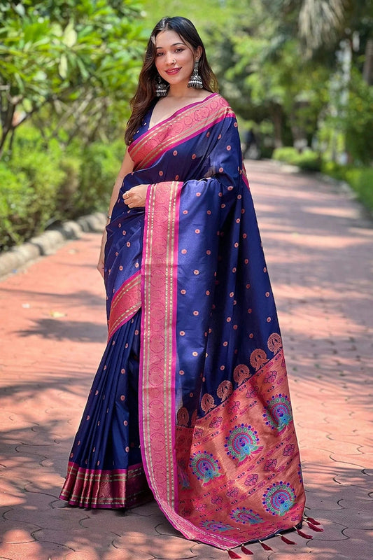 Blue Colour Paithani Silk Woven Work Saree SD1290017