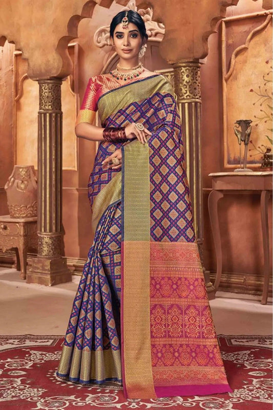 Blue Colour Patola Silk Woven Saree SD1100463