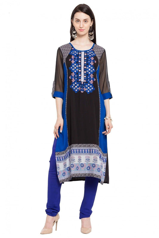 Blue Colour Plus Size Cotton Kurti KR1070417