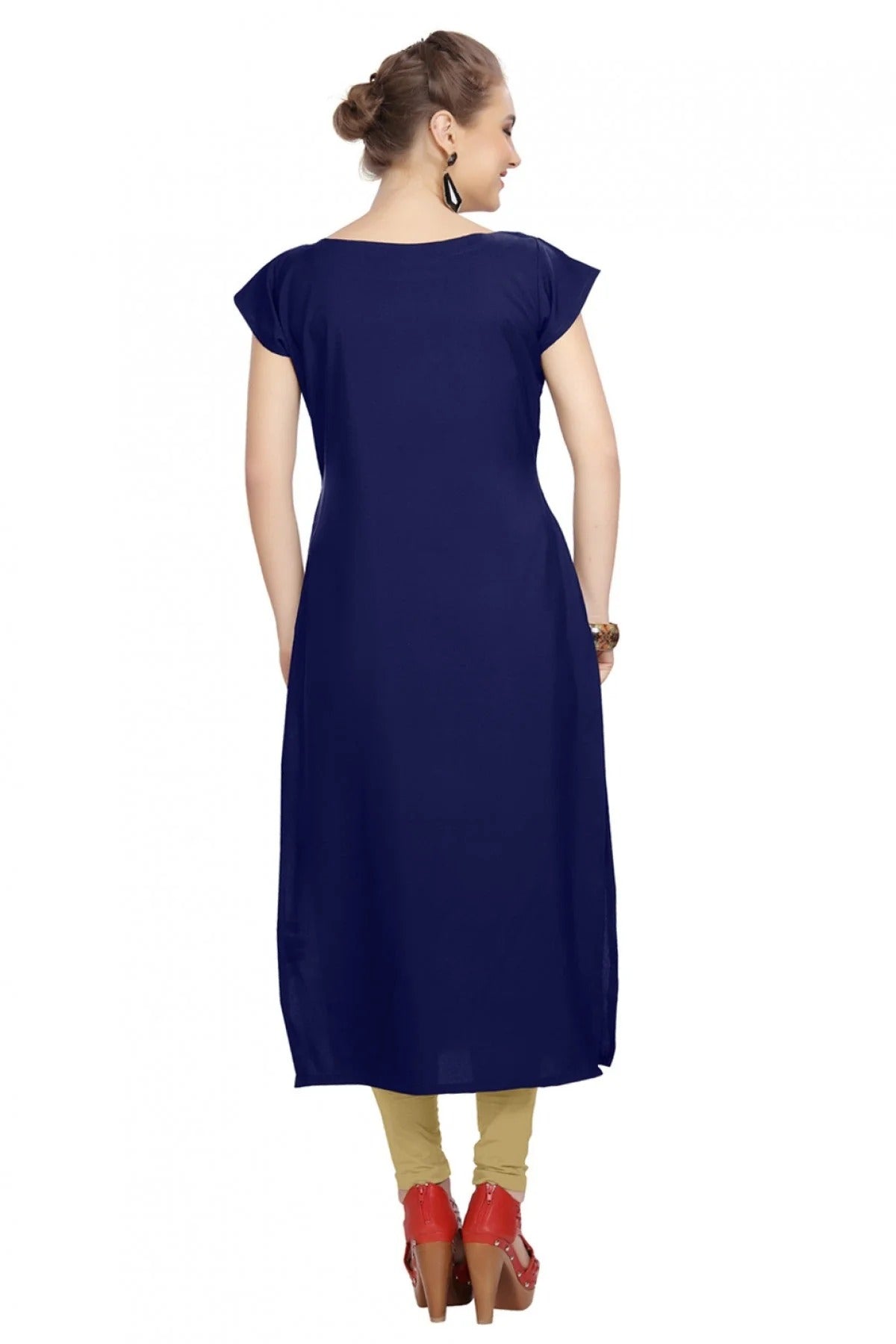 Blue Colour Plus Size Crepe Straight Kurti KR1060197 B