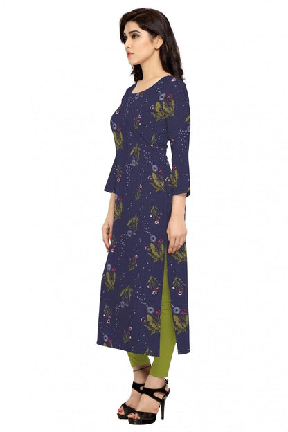 Blue Colour Plus Size Crepe Straight Kurti KR1060207 A