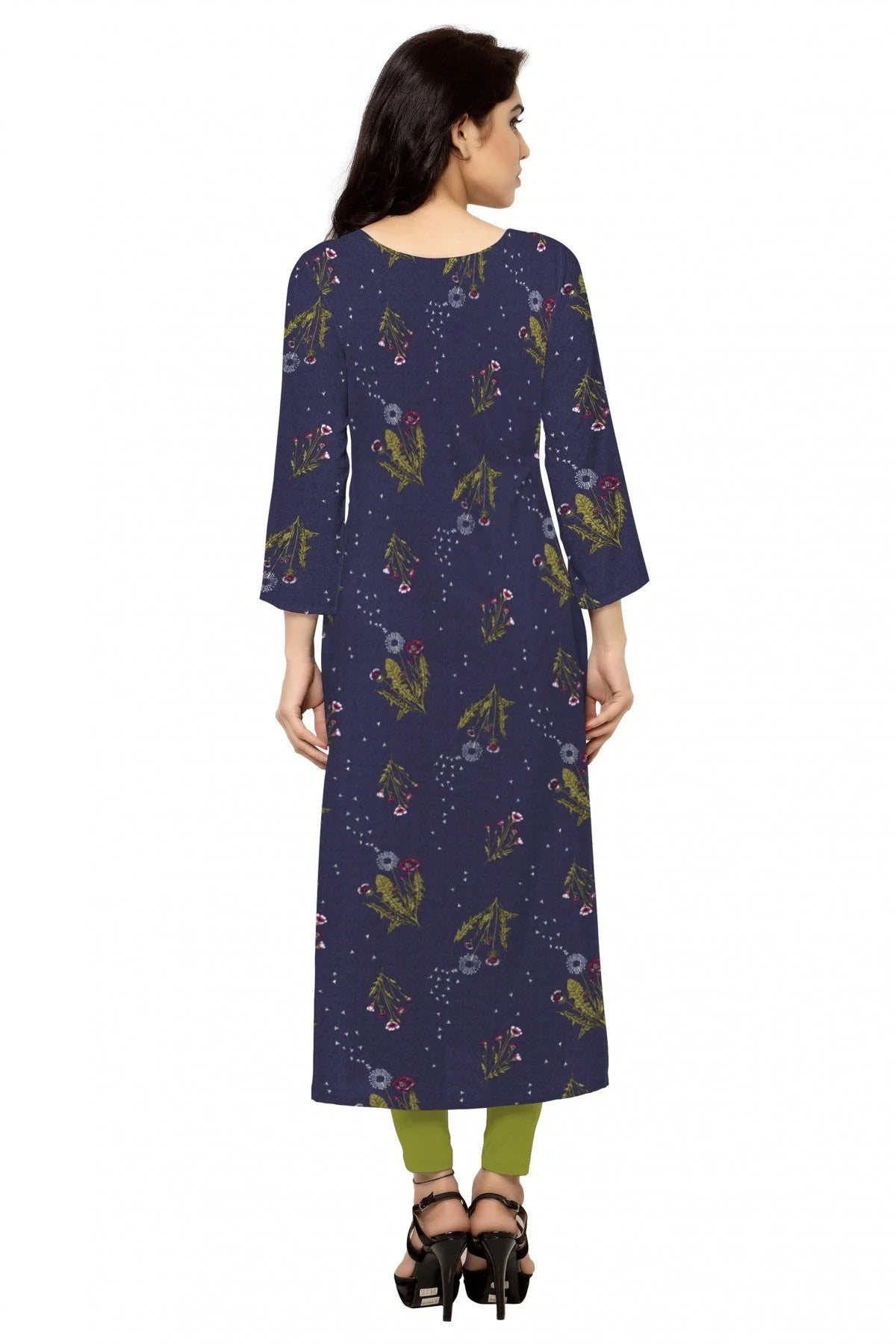 Blue Colour Plus Size Crepe Straight Kurti KR1060207 B