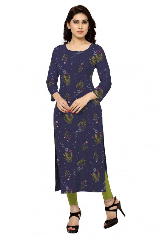 Blue Colour Plus Size Crepe Straight Kurti KR1060207