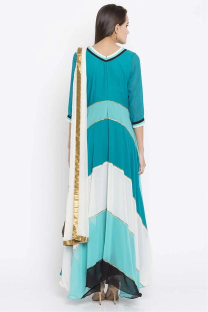 Blue Colour Plus Size Faux Georgette Churidar Suit BW1070175 A