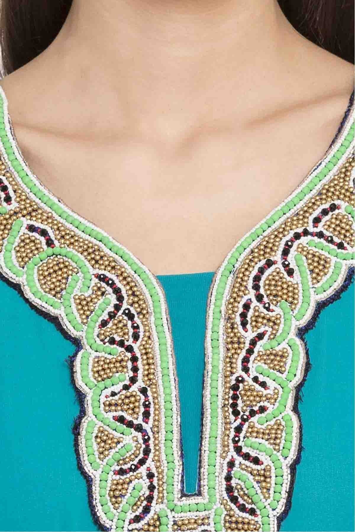 Blue Colour Plus Size Faux Georgette Churidar Suit BW1070175 B
