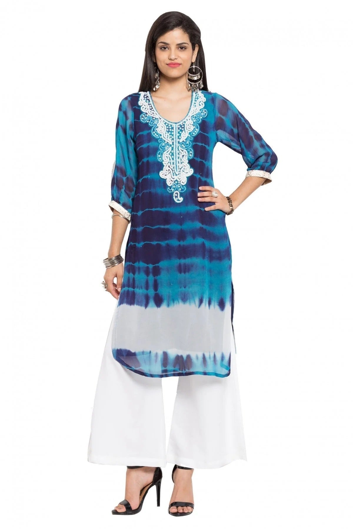 Blue Colour Plus Size Faux Georgette Kurti KR1070397