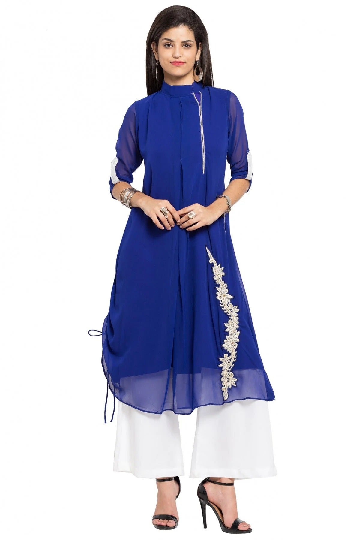 Blue Colour Plus Size Faux Georgette Kurti KR1070407