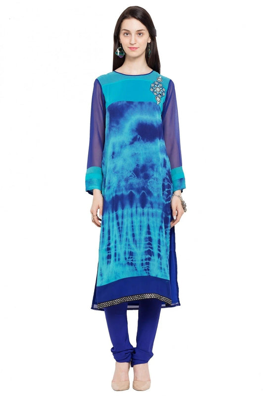 Blue Colour Plus Size Faux Georgette Kurti KR1070409