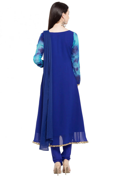 Blue Colour Plus Size Stitched Faux Georgette Anarkali Suit BW1070165 A