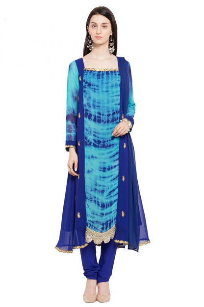 Blue Colour Plus Size Stitched Faux Georgette Anarkali Suit BW1070165