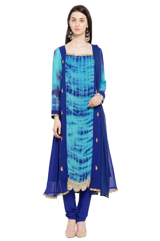 Blue Colour Plus Size Stitched Faux Georgette Anarkali Suit BW1070165