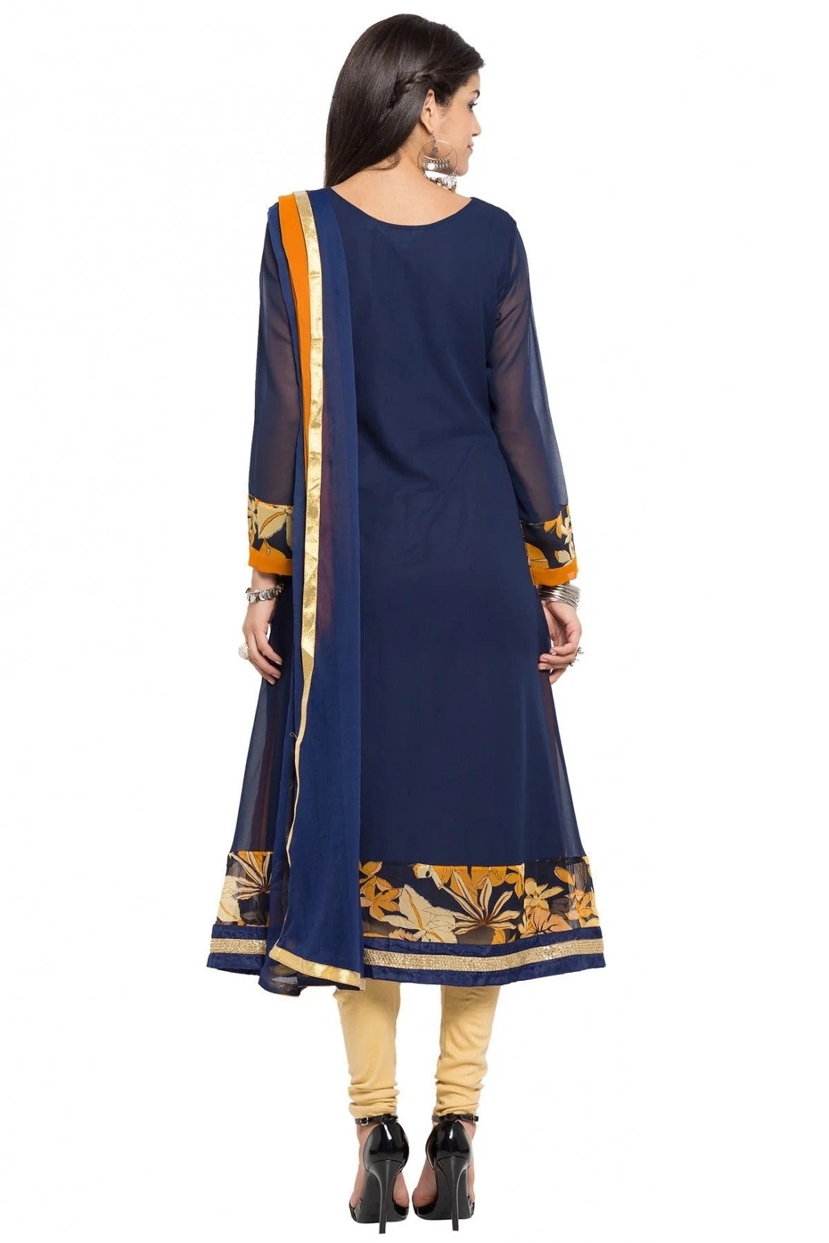Blue Colour Plus Size Stitched Faux Georgette Anarkali Suit BW1070167 A