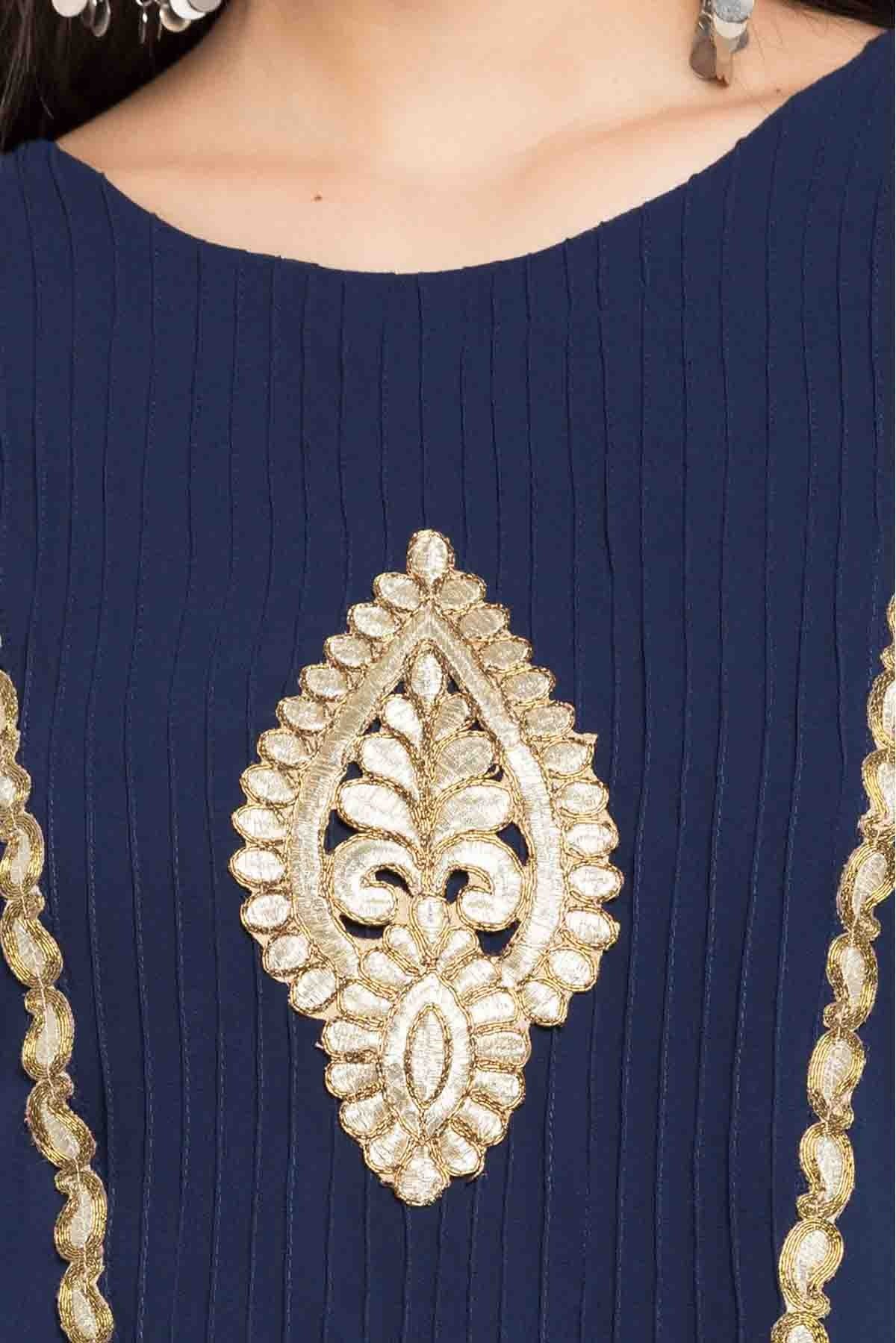 Blue Colour Plus Size Stitched Faux Georgette Anarkali Suit BW1070167 B