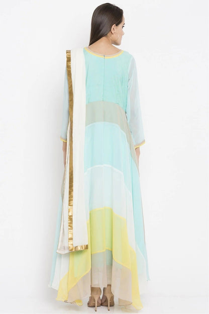 Blue Colour Plus Size Stitched Faux Georgette Embroidery Churidar Suit BW1070185 A