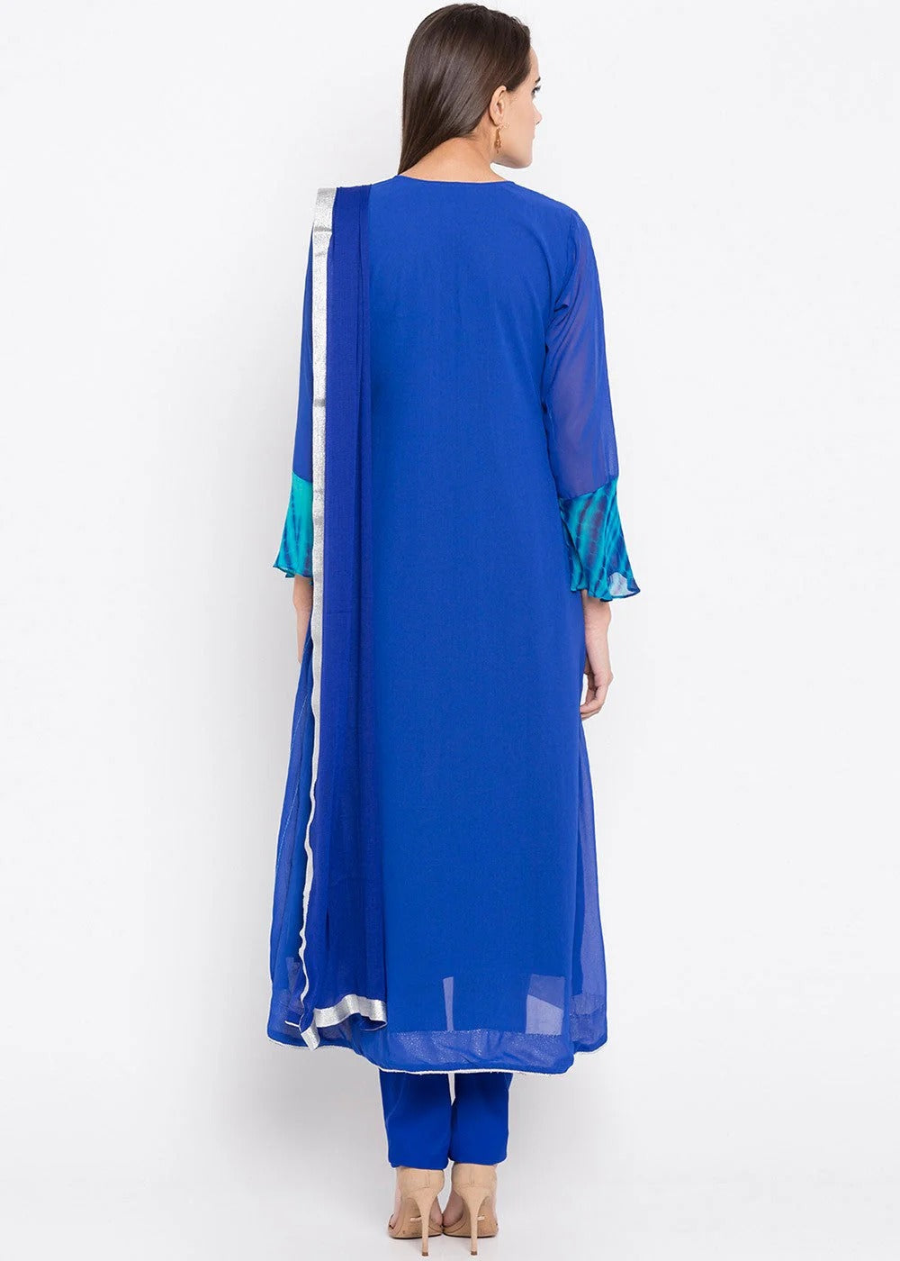 Blue Colour Plus Size Stitched Faux Georgette Embroidery Pant Style Suit BW1070180 A